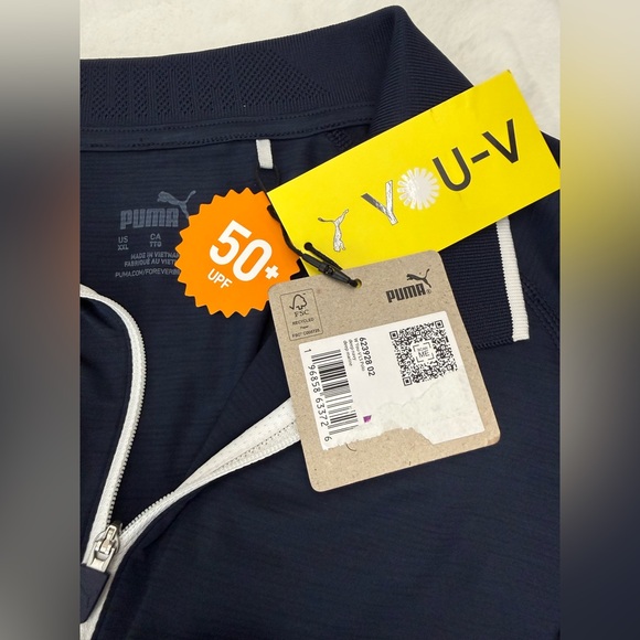 Puma Women's Navy Long Sleeve Polo - Picture 2 of 8